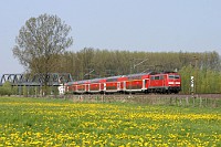 Reichlich Löwenzahn konnten die Reisenden im RE 4877 am 22.04.2011 am Tiergarten in Hannover bewundern. Ganz vorne mit von der Partie: 111 137.